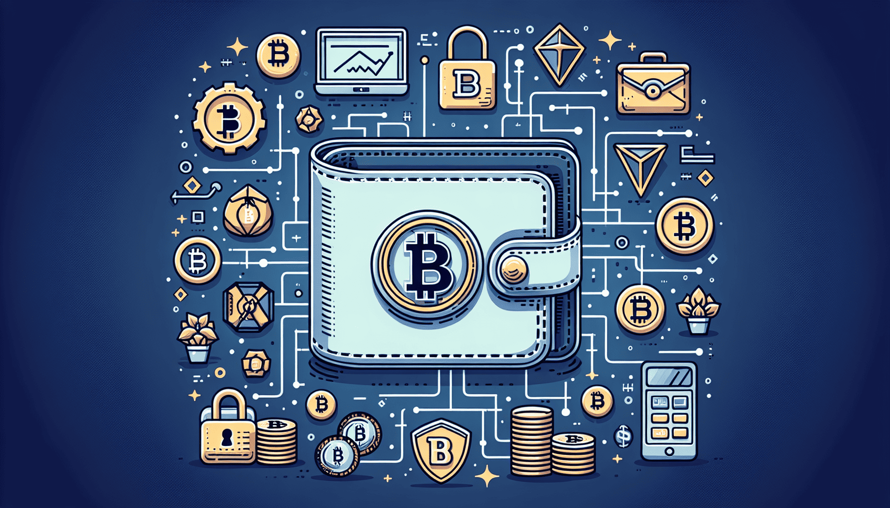 Secure digital Bitcoin wallet illustration